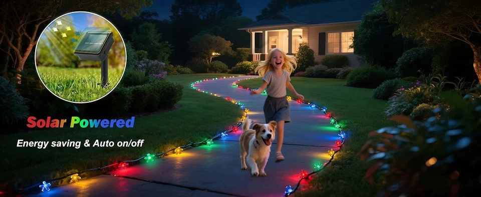 Solar String Lights 30 LED Flower Fairy Light Yard Lawn Fence Garden Christmas - Image 2 of 4