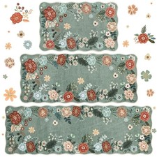 Floral Kitchen Rugs Mats for Floor 3PC, Farmhouse Non Slip Kitchen Rug