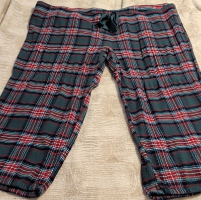Simple Pleasures Women's Plus 3X Flannel Pajama Pants Plaid Drawstring Red Green