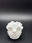 Vintage Fenton Hobnail Milkglass Small Ruffle Vase
