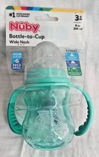 Nuby 3 Stages Baby Bottle with Handles, 3m+, Wide-Neck, 8 oz New