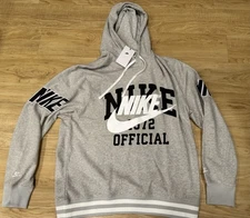 Nike Men’s Sportswear French Terry Graphic Pullover Cotton Hoodie Gray NWT M