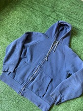 Vintage 1970s / 80s Sweatshirt Full Zip Up Hoodie Blue Distressed XS