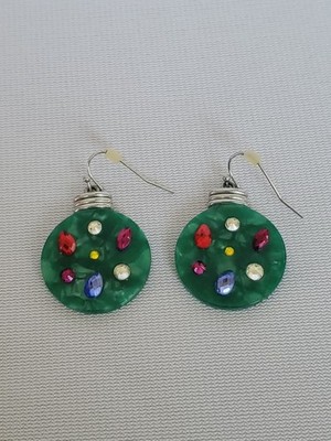 Earrings Festive Christmas Decorated Ornament Hook Pierced Multicolor