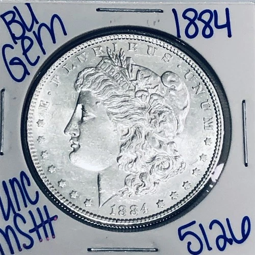 1884 BU UNCIRCULATED MORGAN SILVER DOLLAR AUTHENTIC U.S. MINT FREE SHIPPING 5126
