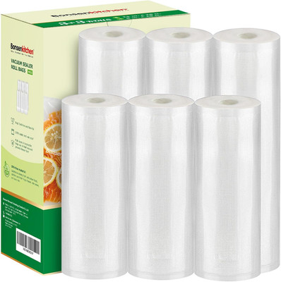 [2025 Upgraded]  3 Rolls 11'' X 16' + 3 Rolls 8'' X 16' Vacuum Sealer Bags for Foo