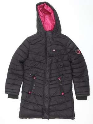 Geographical Norway Winterjacke Mädchen schwarz 8 Jahre Kapuze Puffer Mantel