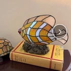 Vintage Tiffany Style Stained Glass Clown Fish Table Lamp, Night Light,  Working