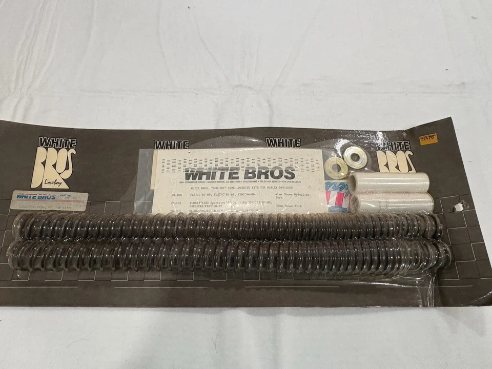 Kit de rebaje de horquilla Harley Davidson 41 mm Low Boy Kit blanco Bros. 28-100 NUEVO DE STOCK NUEVO Foto 3 de 4