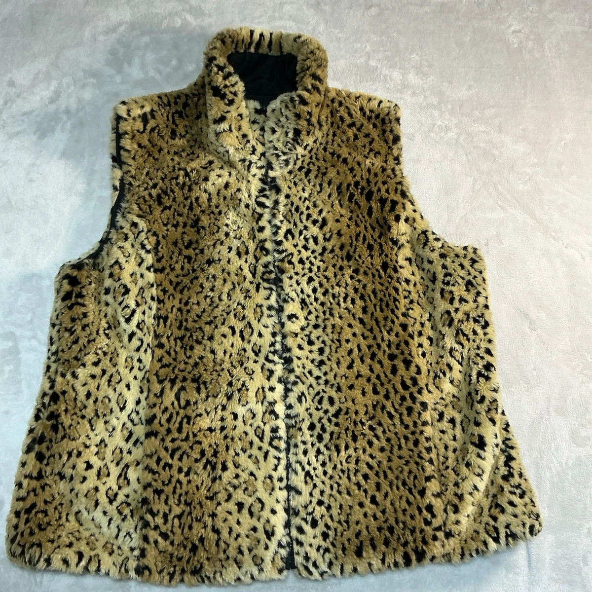 leopard faux fur vest products for sale | eBay