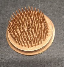 Vintage 2  Round Copper Metal Flower Frog Floral Spikes