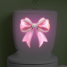 1Pcs Night Light Pearl Shell Toilet Seat Cover Sticker Luminous Pink Bow Sticker
