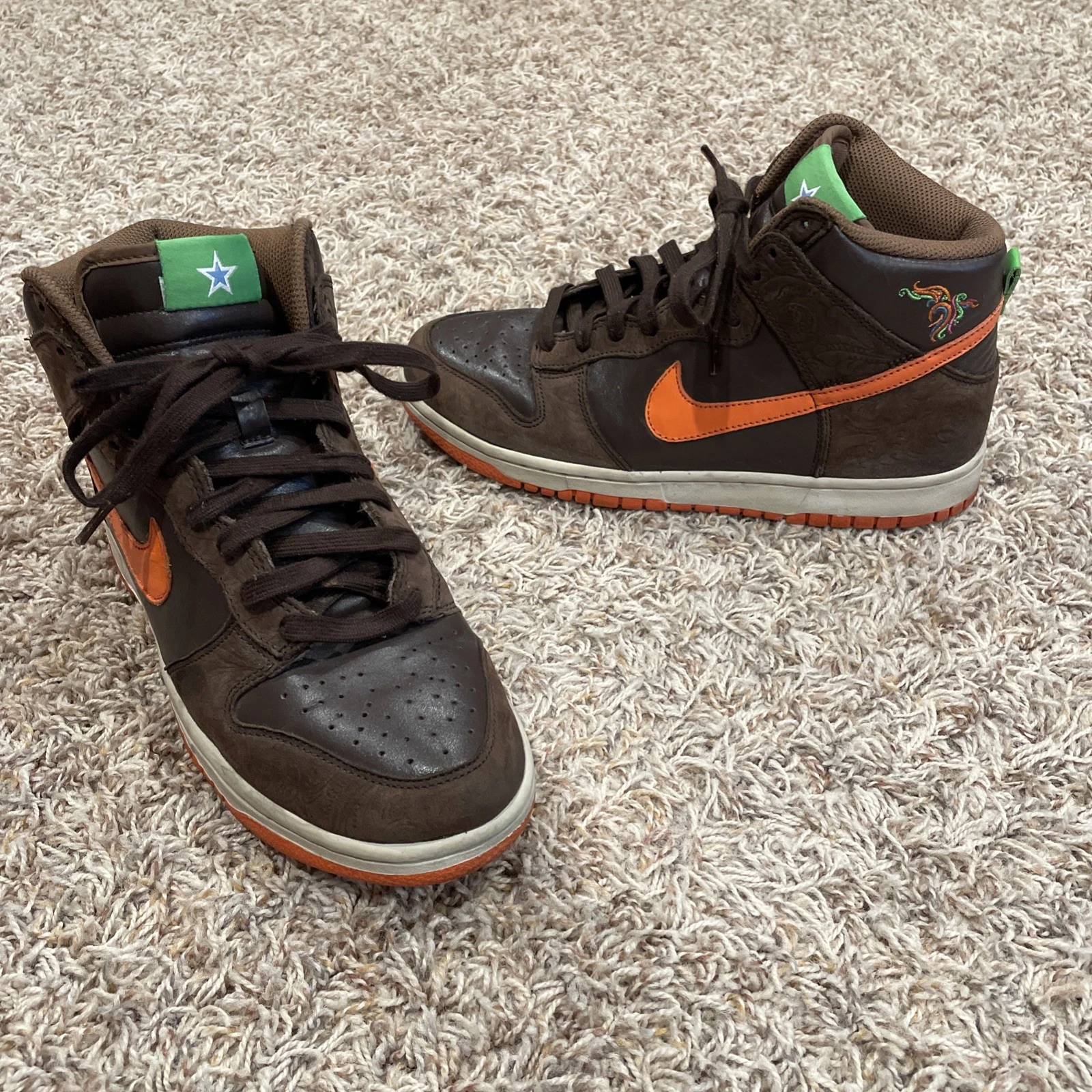 Nike Dunk Premium High #314385 281 marron cendré/orange suprême/lime femme taille 9