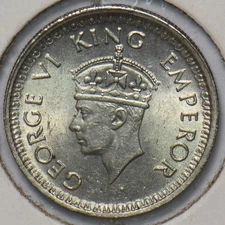 India British 1944 George VI 1/4 Rupee 293170 combine shipping