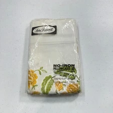 Vintage lady pepperell pillowcase pair standard yellow floral mcm retro NOS