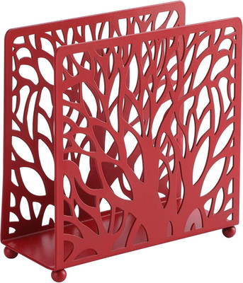 Farmhouse Red Napkin Holder for Tabletop Decor and Kitchen, Metal Table Napkin H