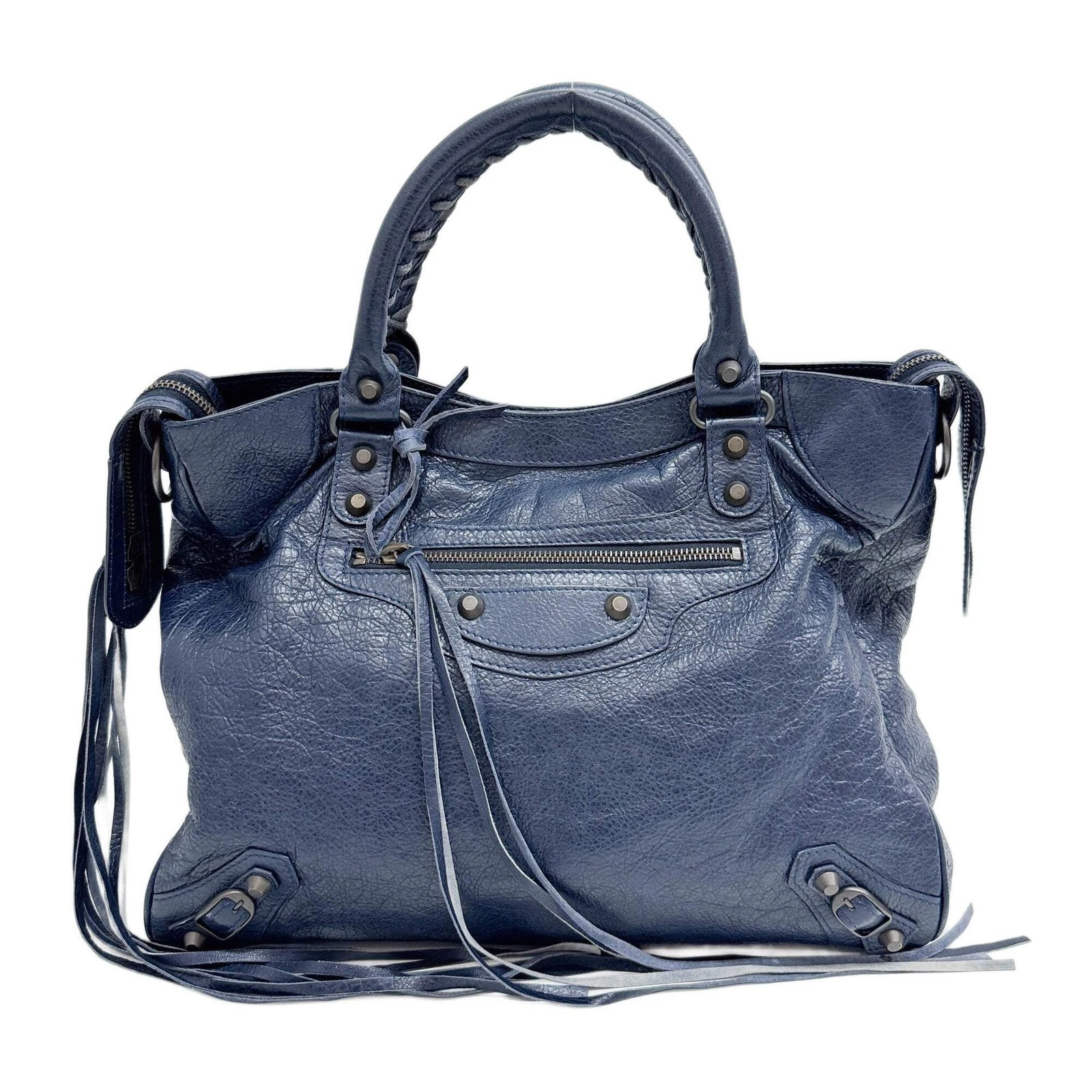 Balenciaga — BALENCIAGA Velo Blue Leather Two Way Bag