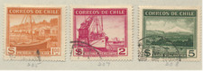 Chile Stamps Scott #205, 207, & 208, Used