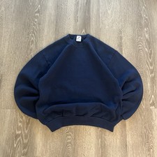 Vintage 90s Jerzees Crewneck Sweatshirt Blank Mens Large Navy Made in USA Mint