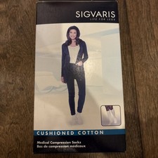 SIGVARIS 362CXSW00 Cushioned Cotton WOMENS 20-30 Knee High Socks SZ XS White