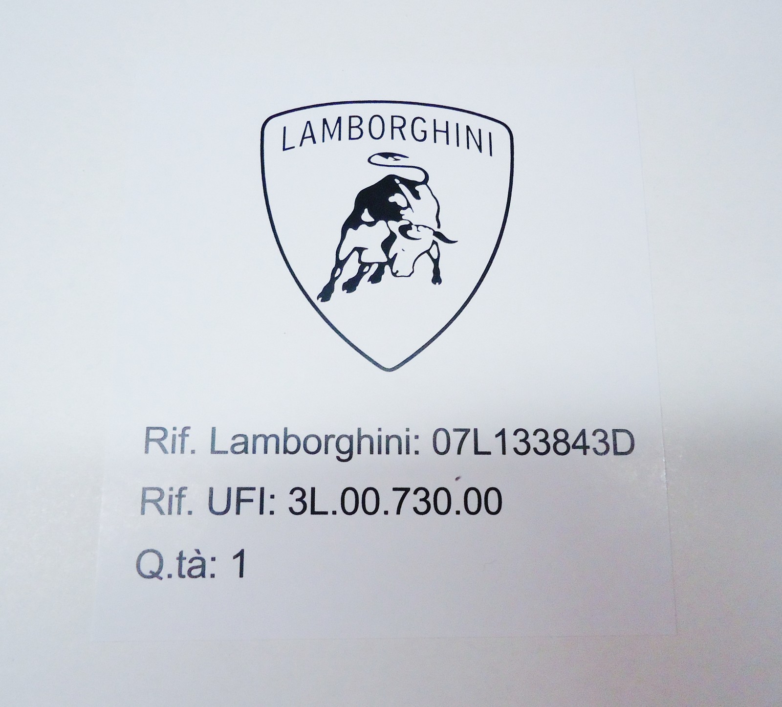 LAMBORGHINI GALLARDO AIR FILTER OEM # 07L133843D