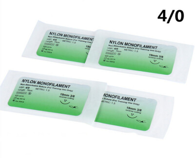 100Pcs Surgical Sutures Nylon Monofilament Usp 4/0 Reverse Cut Suture Metric 1.5