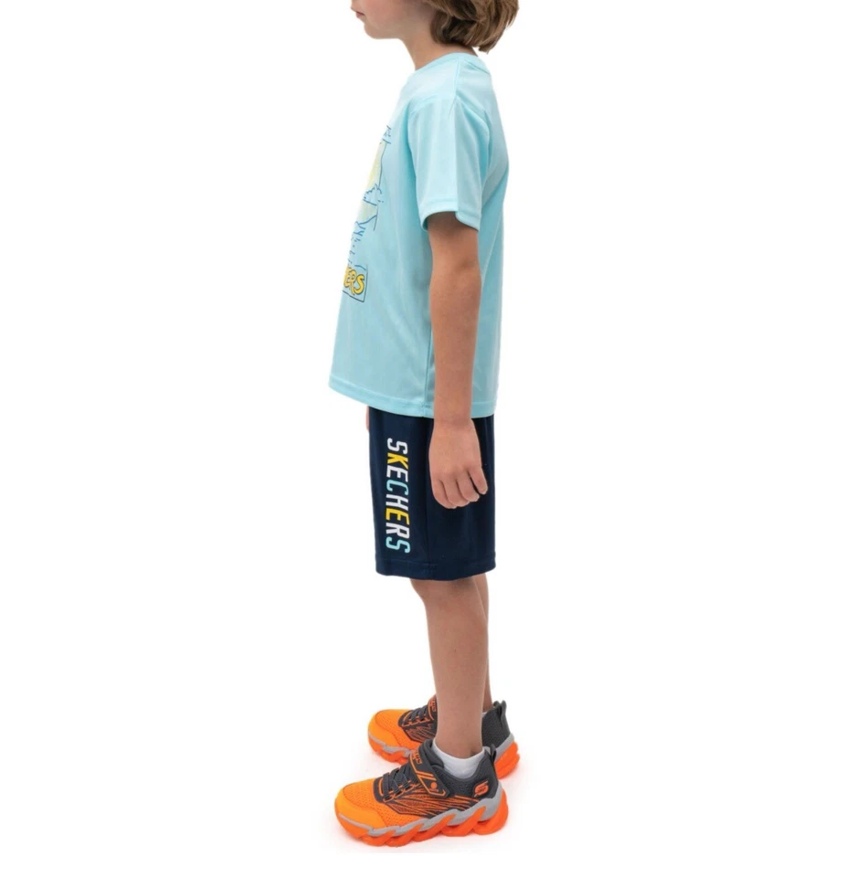 Paquete de 4 camisetas y pantalones cortos activos de algodón Skecher's para niños conjunto de ropa de juego 5T Foto 4 de 4