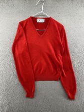 Vintage Carmel V Neck Red Pullover Knit Sweater Mens Size Medium USA Made