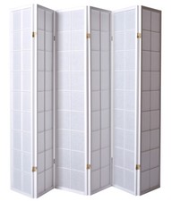 Biombo japones madera blanca 6 paneles grandes en papel de arroz