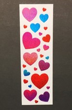Heart Sticker Mod Vintage 80 s 90 s Glitter Glittery Red Pink Purple Blue Hearts