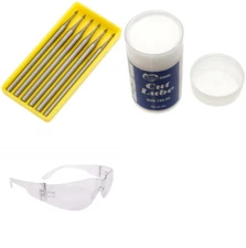 6 Cone Burs Fig5 Size 009 & 1 Cut Lube & 1 Safety Glasses