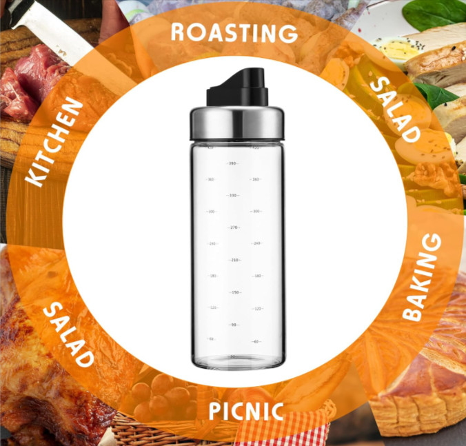 Yaomiao Olive Oil Bottle 15 oz - Vinegar Dispenser - Soy Sauce Bottle- No Drip