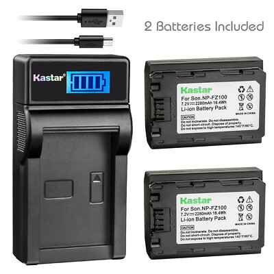 Kastar NP-FZ100 Battery + ,Charger for Sony A9, α9, A7R, A7 III, α7R III, α6600