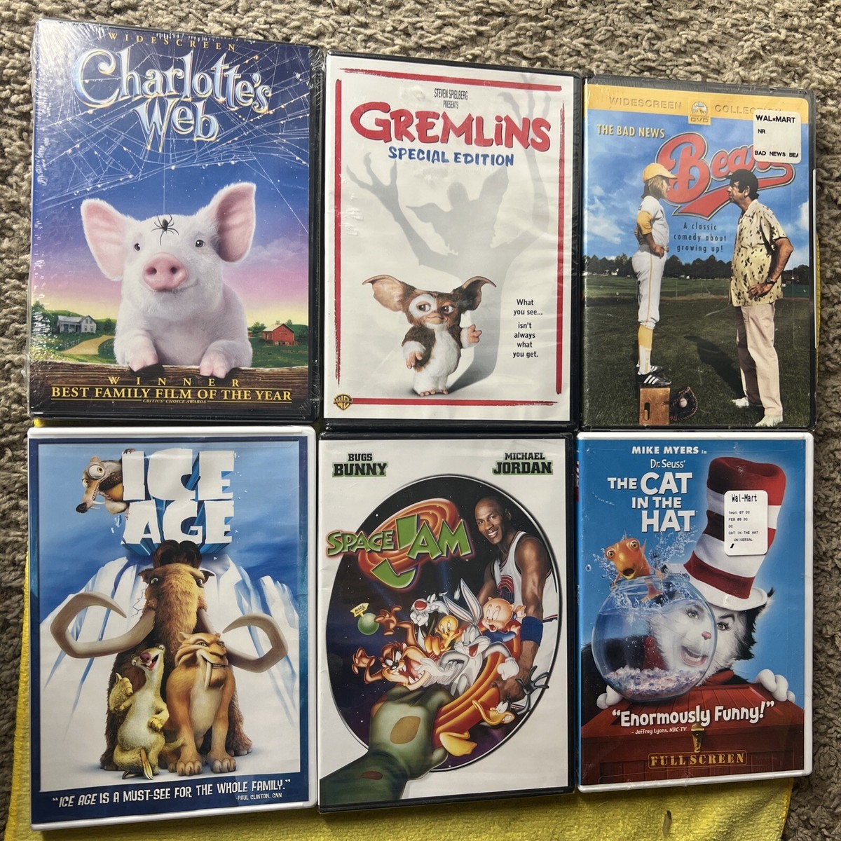6 New Sealed Dvd Lot Space Jam Ice Age Gremlins Bad News Bears