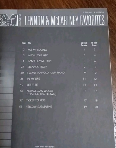New "Lennon & McCartney Favorites" Beatles Piano Duet Play-Along Vol 38 Book/CD - Picture 3 of 4