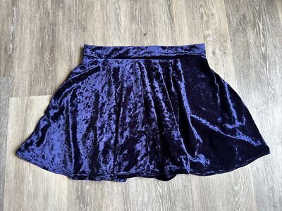 Urban Coco Flare Short Pull On Skirt Womens Extra Large Blue Velvet Casual 