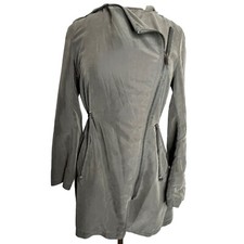 Divided by H M women s size 2 lightweight jacket hooded side, zipper army green