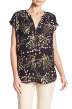 Philosophy Apparel Split Neck Rolled Sleeve Tee - Color: SPRAY FLOW, Size: XS