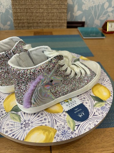 Next Ladies Hi Top Glittery Unicorn Trainers Sneakers Pumps Size Uk 6 EU 39 - Picture 5 of 11