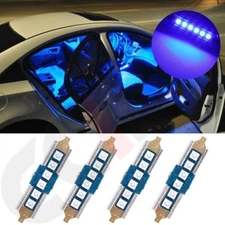 4x 39mm Car Interior Bulb Festoon Blue LED Lamps 3030-6-SMD for Replacement US