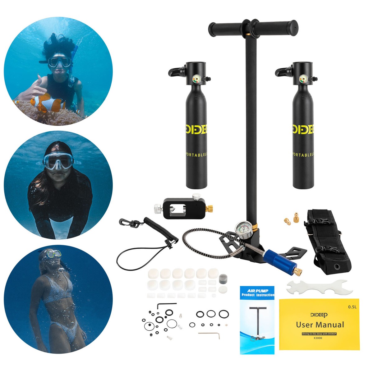 0.5L Oxygen Tank Pump Equipment Underwater Breath 2 * Mini