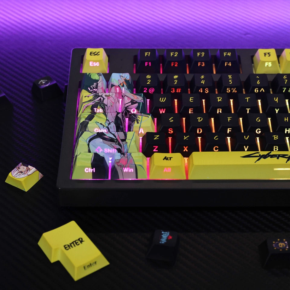 Cyberpunk Edgerunners Keycaps Set 124 PBT OEM – Lucy Rebecca David Anime - Image 3 of 4