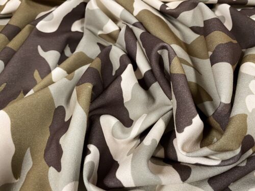 Scuba Crepe Stretch Jersey Neoprene Dress Fabric, Per Metre - Camouflage Print - Picture 4 of 4