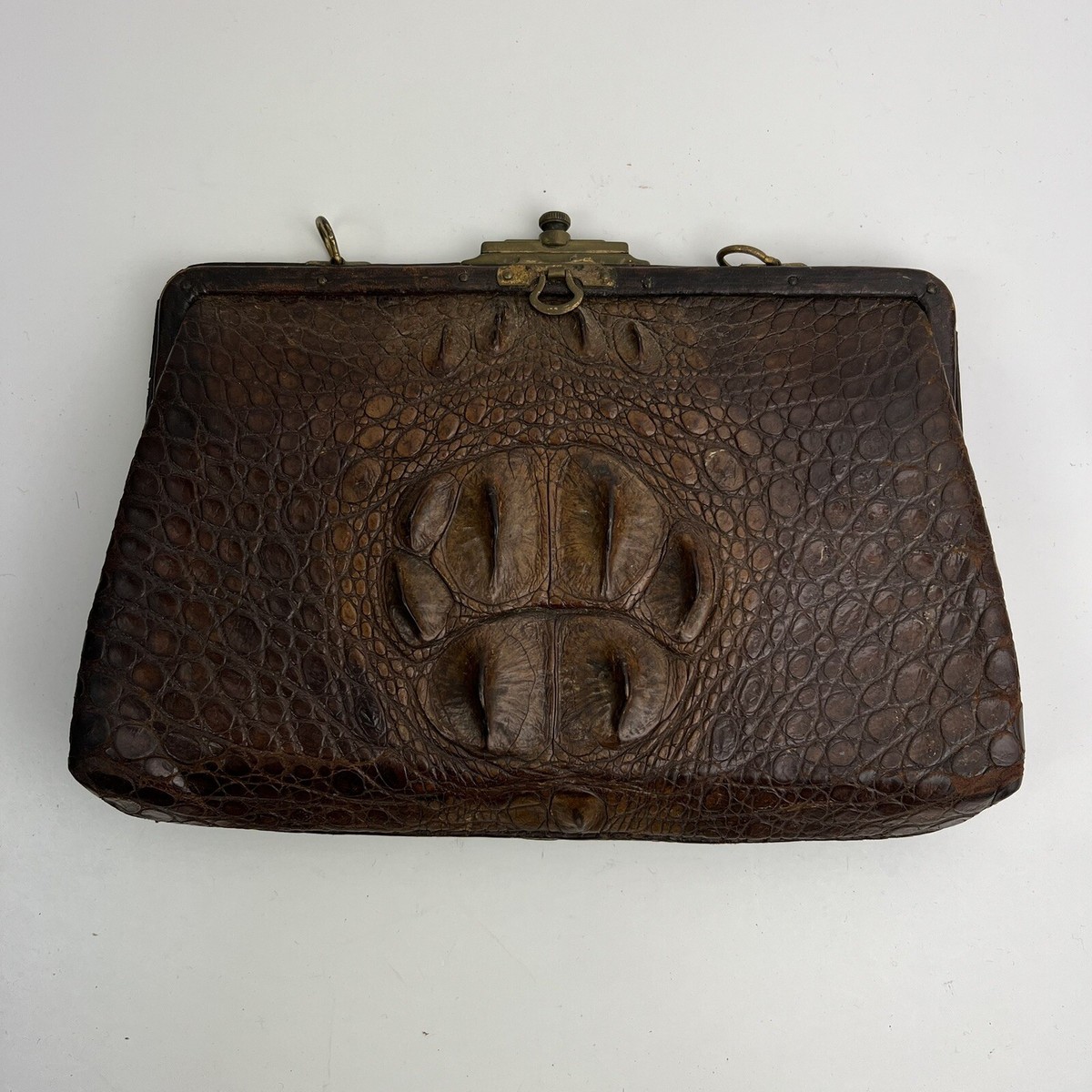 Vintage Crocodile Alligator Leather Purse Handbag Bag Exotic