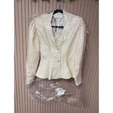 Alessandra Rich Peplum Wool Jacket in Ivory Size 40 IT