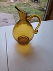 blenko hand blown 10 inch glass pitcher amber