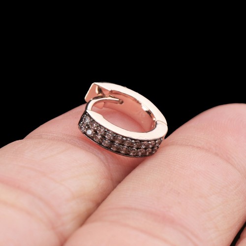 Natural Pave Diamond Huggie Hoop Earrings 925 Sterling Silver Jewelry For Gift - Picture 6 of 8