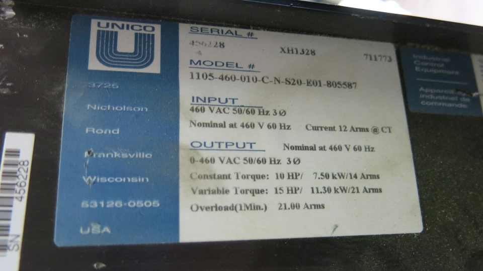 Unico 1105, Flux Vector AC Drive VFD, 15HP, 460V, 3P -INFORME DE PRUEBA + GARANTÍA-V103 Foto 2 de 2