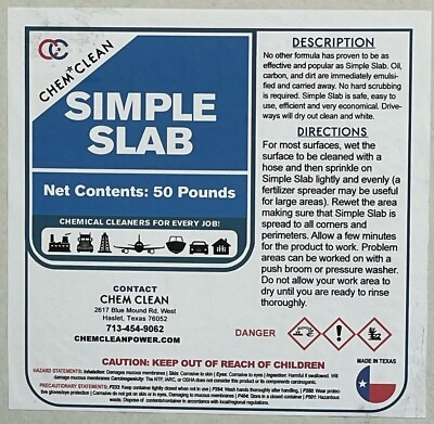 #ad Chem Clean Power quot;Simple Slabquot; Concrete Floor Cleaner amp; Degreaser $95.00
