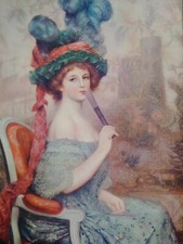 Impression Jules Abel FAIVRE Dame à l'éventail lithographie timbre sec début XXè